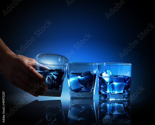 Photo: Three glasses of blue liquid Three glasses of blue liquid
