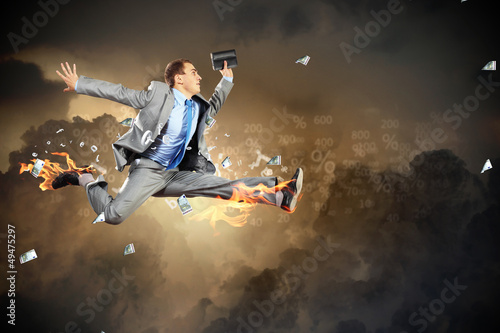 Photo: Image of running businessman Image of running businessman