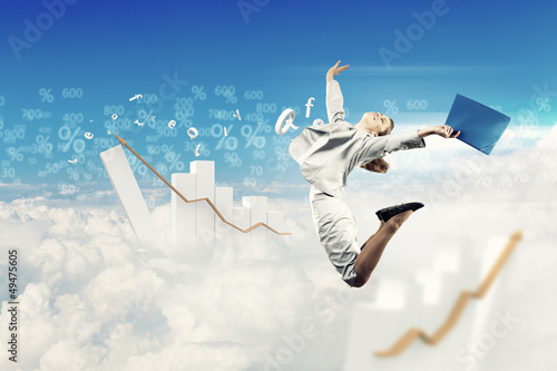 Photo: Image of jumping businesswoman Image of jumping businesswoman