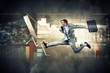 Image of running businessman