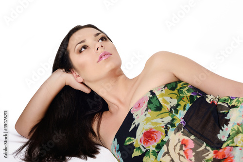 Photo: laying woman with long hair laying woman with long hair
