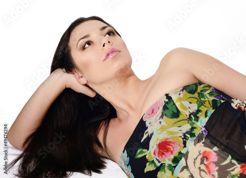 Photo: laying woman with long hair laying woman with long hair