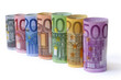 Geld, Euroscheine gerollt