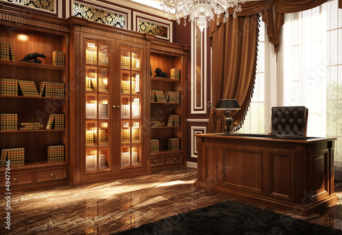 Illustration: Beautiful classic library Beautiful classic library