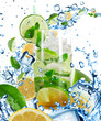 Mojito Cocktail with splashing liquid isolated on white