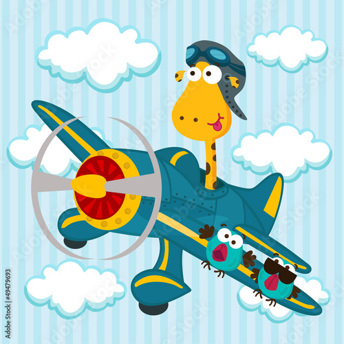 Vector: giraffe on a airplane giraffe on a airplane