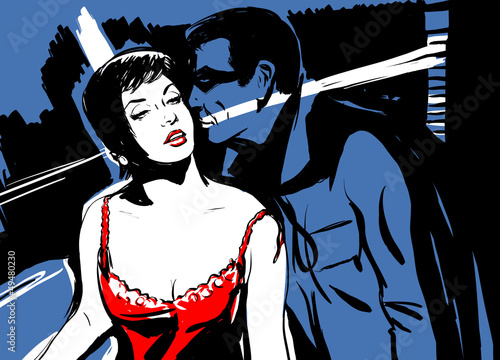 Illustration: croquis couple homme et femme sensualité chambre nuit croquis couple homme et femme sensualité chambre nuit