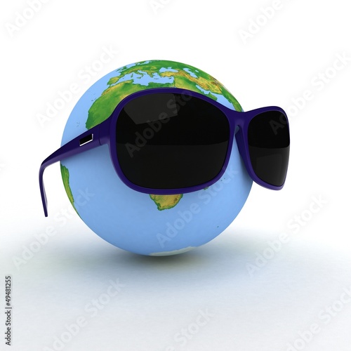 Illustration: Globe is in dark eyeglasses Globe is in dark eyeglasses