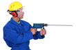 Worker with drill