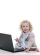 Cute young blond toddler jewish boy playing pretend