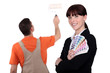 Woman holding color samples