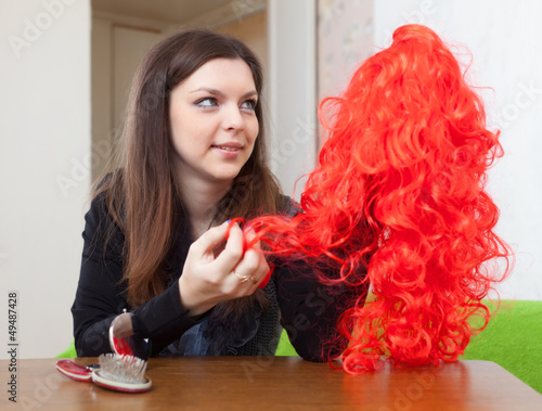 Photo: woman with red peruke woman with red peruke