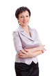 adult smiling businesswoman over white