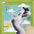 art collage with beautiful woman