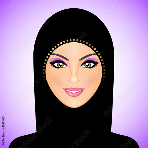 Vector: Vector illustration of arab woman in black Vector illustration of arab woman in black