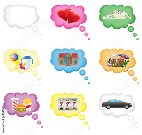 Vector: set icons concept of a dream in the cloud vector illustration set icons concept of a dream in the cloud vector illustration