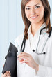 Cheerful doctor with syringe