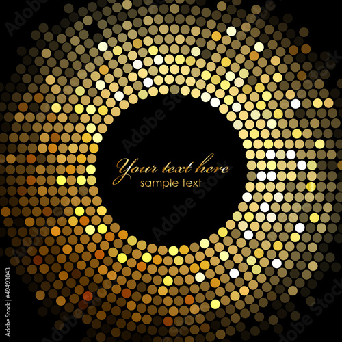 Vector gold disco lights frame