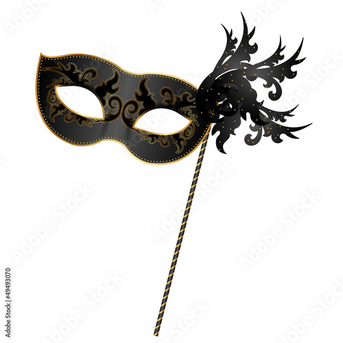 Vector: Vector illustration of black and gold mask Vector illustration of black and gold mask