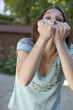 pugnacious young woman outdoors