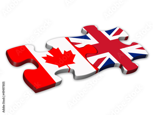 Illustration: Canadian & UK Flags (Canadian English translation jigsaw) Canadian & UK Flags (Canadian English translation jigsaw)