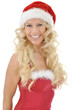 Junge Frau in Weihnachts-Dessous lacht