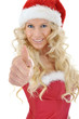 Junge Frau in Weihnachts-Dessous "Daumen rauf"