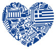 Vector: Traditional symbols of Greece in the form of heart Traditional symbols of Greece in the form of heart