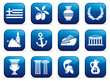 Vector: Symbols of Greece on buttons Symbols of Greece on buttons