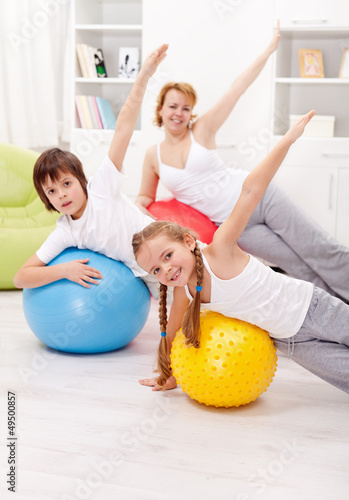 Photo: Healthy life concept with exercising people Healthy life concept with exercising people