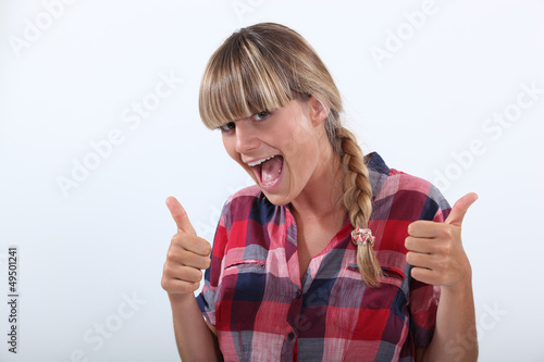 Photo: teen girl, thumbs up teen girl, thumbs up