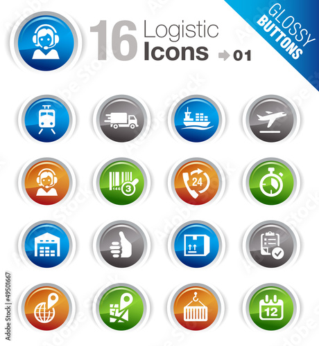Vector: Glossy Buttons - Logistic and Shipping icons Glossy Buttons - Logistic and Shipping icons