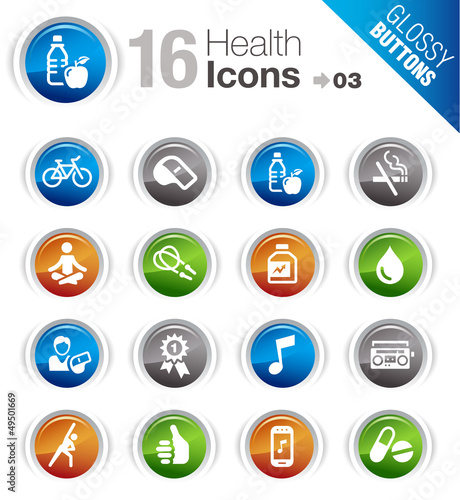 Vector: Glossy Buttons - Health and Fitness icons Glossy Buttons - Health and Fitness icons