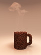 Coffee grains in the form of a cup