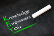"Knowledge empowers you" - written on chalkboard