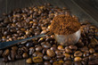 Coffee on grunge wooden background