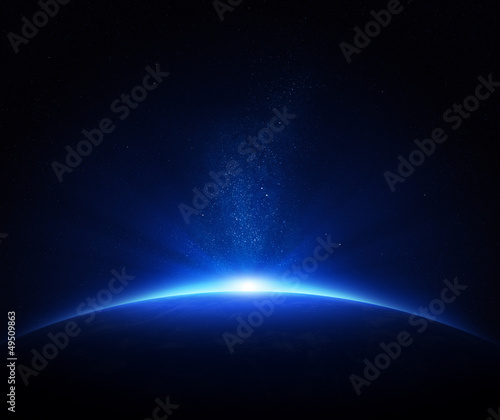 Illustration: Earth sunrise in space Earth sunrise in space