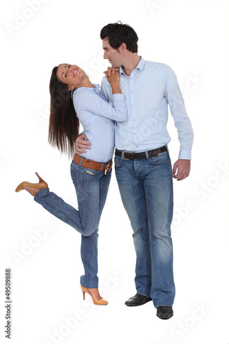 Photo: Co-ordinated couple in denim Co-ordinated couple in denim