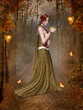 Beautiful lady in the middle of the forest