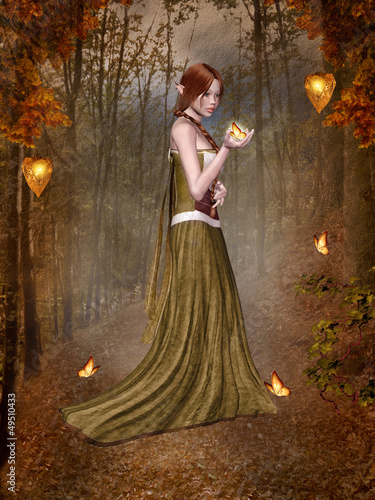 Illustration: Beautiful lady in the middle of the forest Beautiful lady in the middle of the forest
