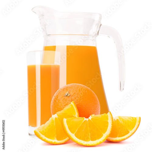 Photo: Orange fruit juice in glass jug Orange fruit juice in glass jug