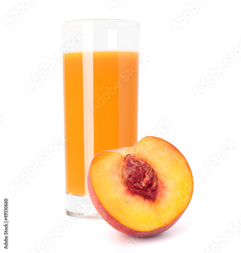 Photo: Peach fruit juice in glass Peach fruit juice in glass
