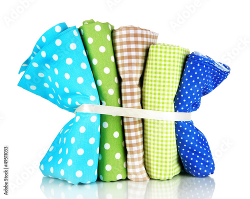 Photo: Color mottled fabrics isolated on white Color mottled fabrics isolated on white