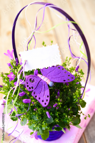 Photo: Blumentopf mit Textschild Blumentopf mit Textschild