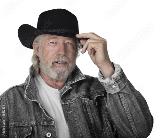 Photo: Handsome mature man wearing a black hat Handsome mature man wearing a black hat