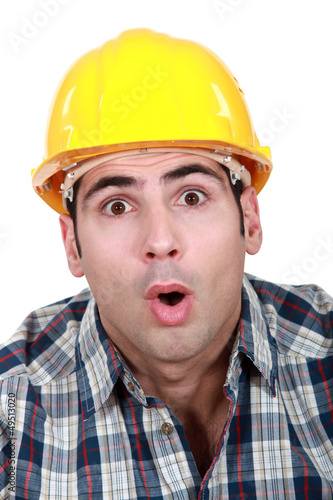 Photo: An astonished tradesman An astonished tradesman