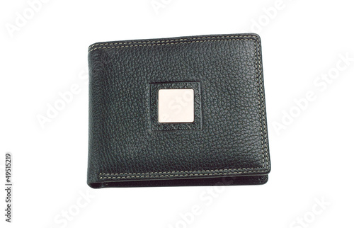 Photo: New black leather wallet isolated on white background. New black leather wallet isolated on white background.
