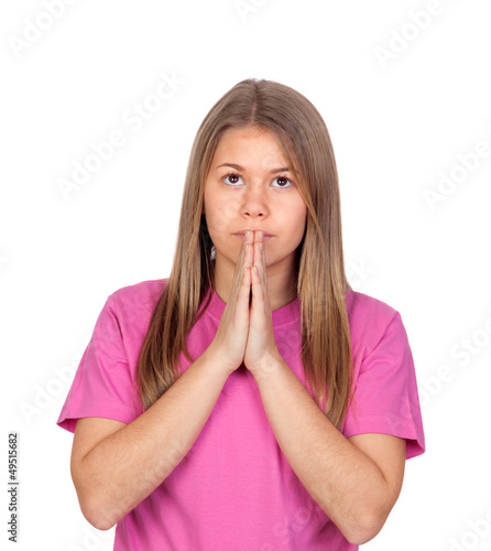 Photo: Adorable teen girl praying Adorable teen girl praying