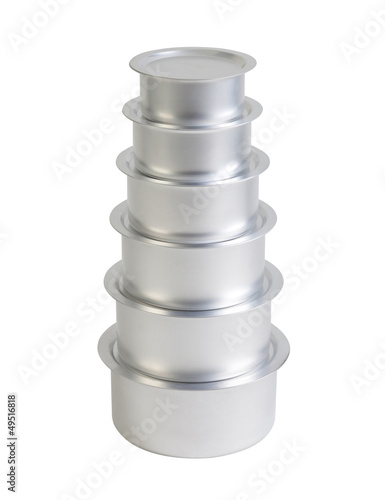 Photo: Set of aluminium pots in six sizes Set of aluminium pots in six sizes