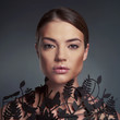 Photo: Beautiful lady with floral pattern on neck Beautiful lady with floral pattern on neck